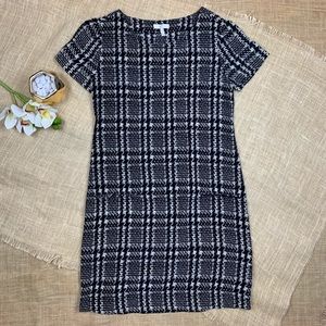 Joie Dress Black MADALINE Houndstooth Plaid Silk